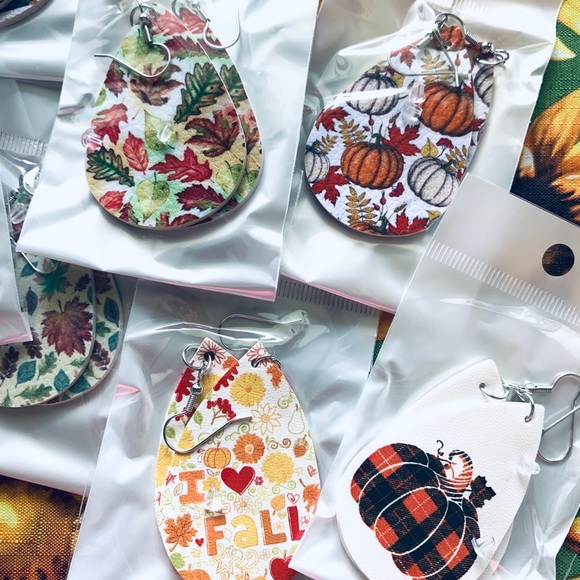 π4 for $20 Fall printed teardrop earrings - Picture 9 of 12